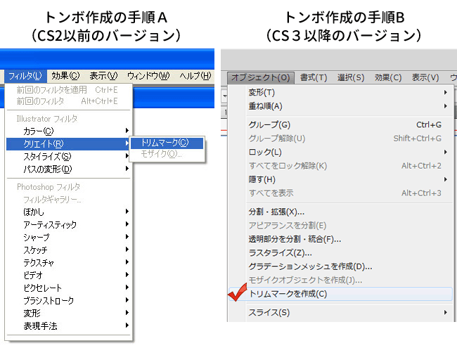 CS2以前のトンボの作成手順の画像です。