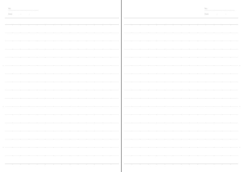 本文罫線タイプ：「10mm罫線［目盛あり］」の見開きイメージ
